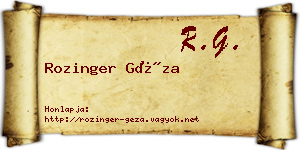 Rozinger Géza névjegykártya